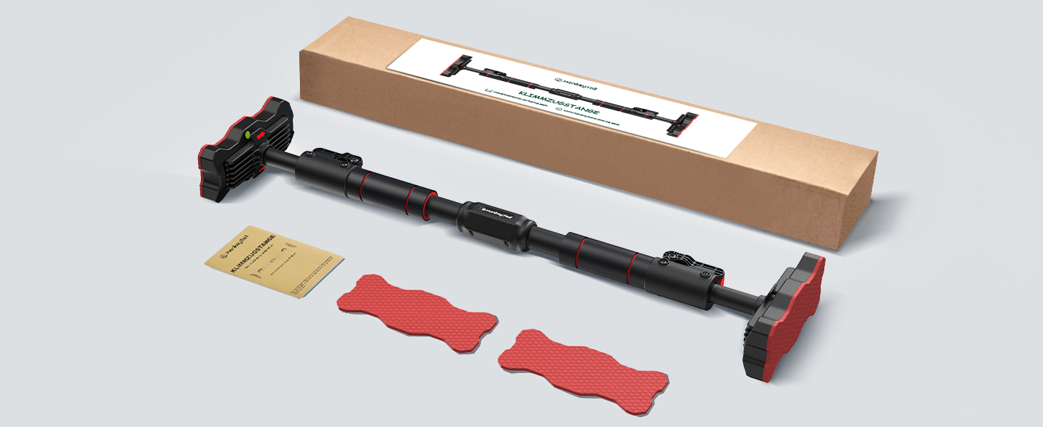 Кімнатна турнік MonkeyTail для дверного прорізу 72-95 см, без свердління, з 360° замком та PVC-килимком, вантажопідйомність 150 кг, багатофункціональний турнік