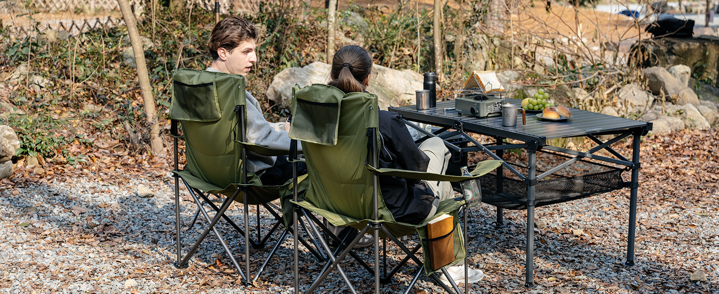 Набір кемпінгових стільців Naturehike (2 шт.) — складаний похідний стілець з підсклянником, витримує до 200 кг, м'яка оббивка, чорний