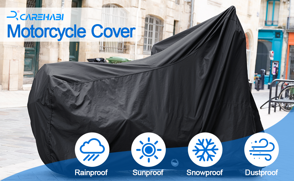 Водонепроникна накривка для мотоцикла Carehabi, 245x105x125 см, XXL, для мопедів, ролерів, ендуро, вуличної техніки