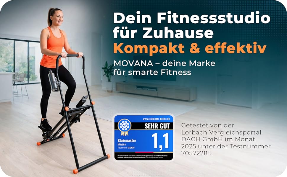 Movana Треп'якливий степер для дому: фітнес-тренажер з 3 рівнями складності, тестування, підставка для телефону та пляшки, кардіо та силові вправи, тренажер для підйому сходами