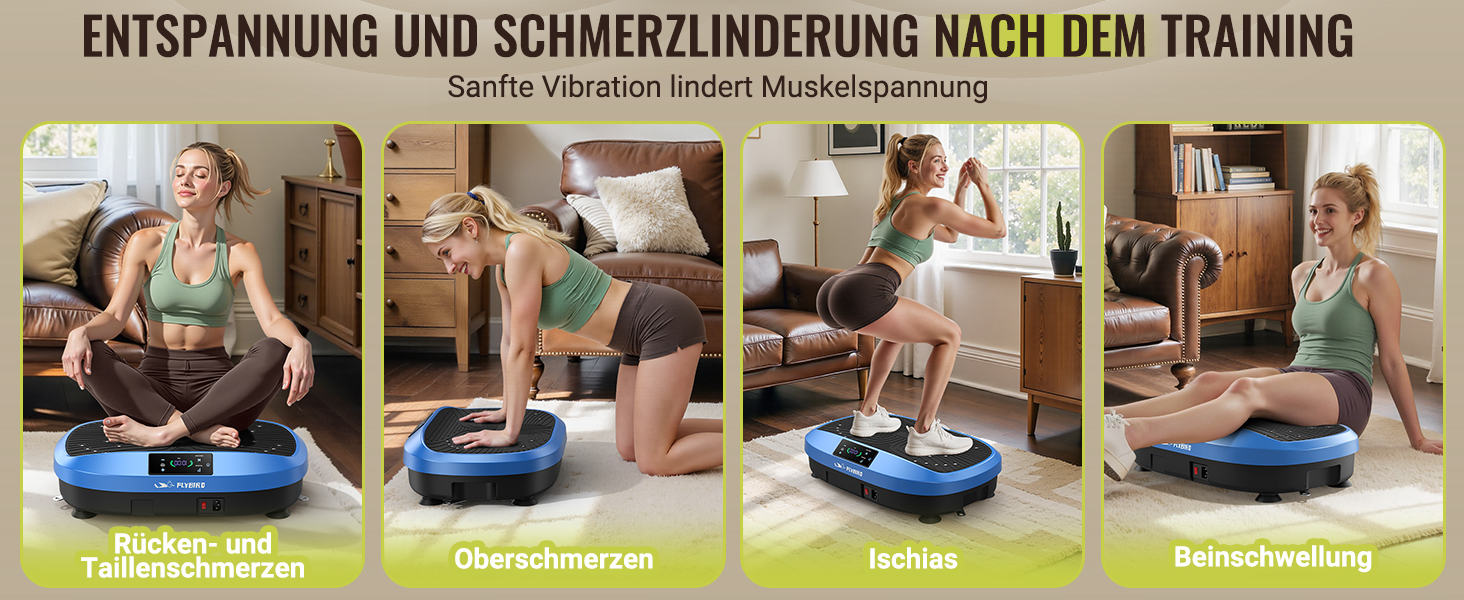 Вібраційна платформа FLYBIRD для всього тіла з пультом дистанційного керування, 120 швидкостей, 150 кг, N-блакитний (Переможець тесту 2025)