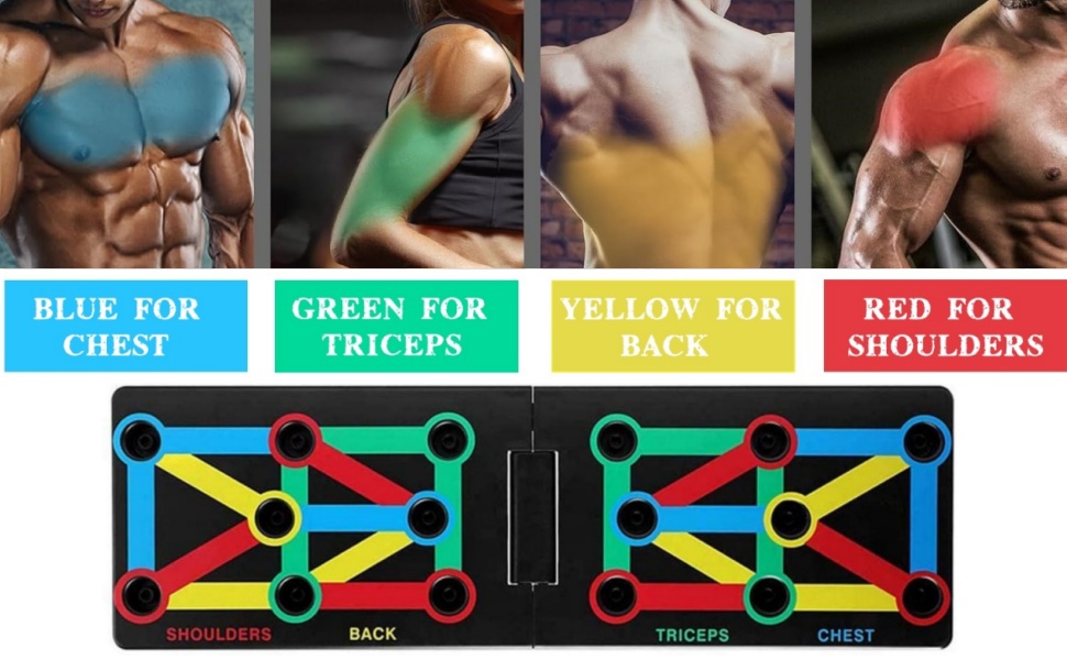 Багатофункціональна дошка для віджимань 12 в 1 з ручками, складаний тренажер для м'язів грудей, спини та плечей для дому, фітнес-набір для чоловіків та жінок