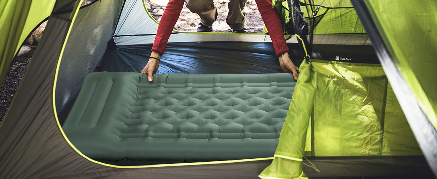 Кемпінговий килимок Jaztral самонадувний 2025, 12 см, посилена структура, насос, подушка 16 см, стійкий до розривів, ультралегкий та компактний для відпочинку на природі, походів, пляжу, 70 x 199 см