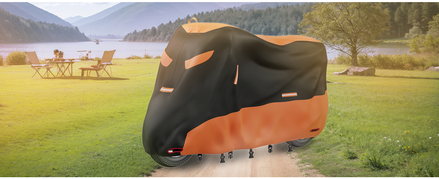 Водонепроникна накривка для мотоцикла Motorrad, 245x105x125 см. Захист від UV, дихаюча, з відбиваючими елементами. Підходить для мотоциклів, скутерів та велосипедів