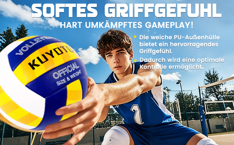 Волейбольний м'яч KUYOTQ для пляжу та залу, 3 мм, з м'якої шкіри, розмір 5, для підлітків та чоловіків