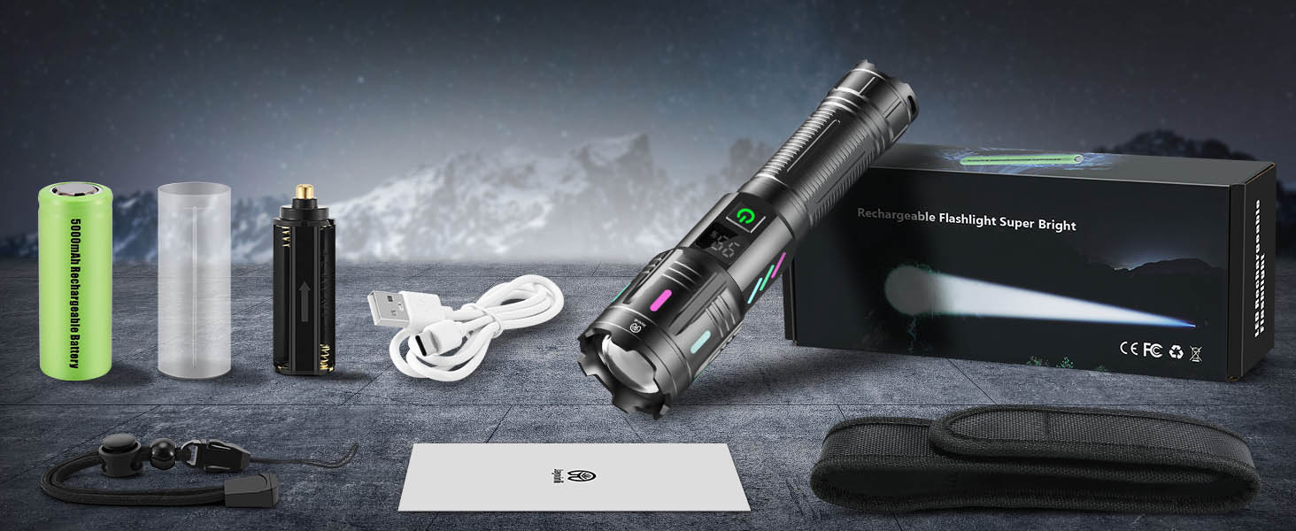 Ліхтар LED Jayxinli 1 000 000 люмен, надпотужний, водонепроникний IPX7, 5 режимів, Zoom, 5000 mAh, 50 Вт, для кемпінгу та активного відпочинку