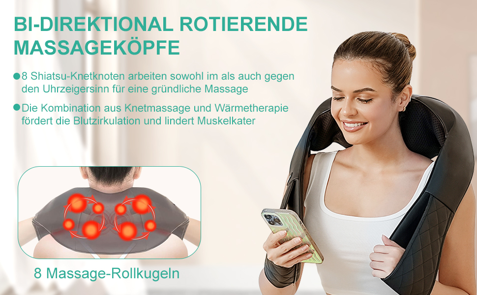 Електричний масажер для шиї та спини з підігрівом, Shiatsu 3D масаж, для тіла, ніг, подарунок