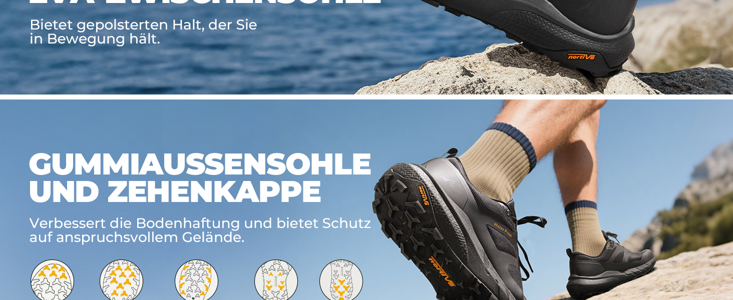 Чоловічі водонепроникні трекінгові черевики NORTIV - легкі кросівки для хайкінгу, валкоінгу та занять спортом (39.5 EU, чорний)