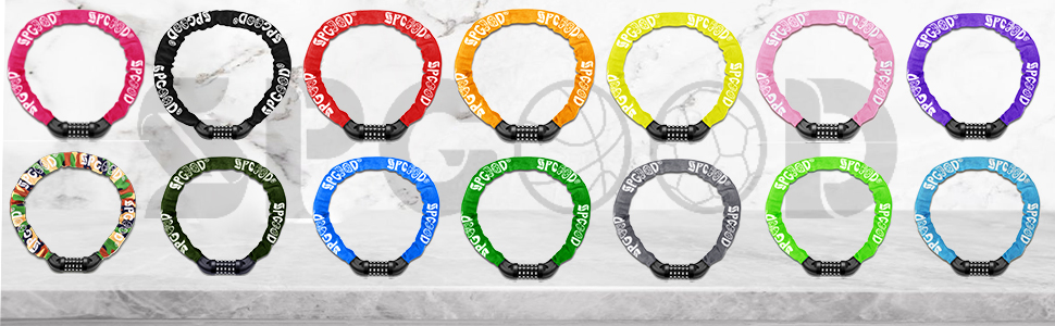 Замок для велосипеда з кодом (14 кольорів), ланцюговий замок, сталевий, висока безпека, A-чорний