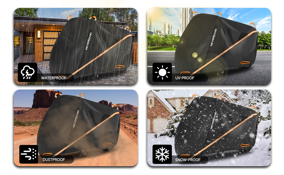 Захисний чохол для мотоцикла NEVERAND - гараж для мотоцикла з сітчастими отворами, водовідштовхувальний, сонцезахисний, 210D Oxford, 2000PA, 220x95x110 см (Чорний, XL)