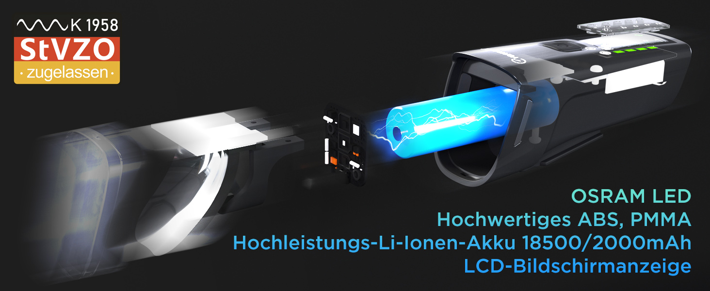 Набір велосипедних LED ліхтарів evermotor: передній і задній, StVZO, USB-C зарядка, довгий час роботи, для дітей і дорослих, аксесуари для велосипеда, 9 годин автономної роботи