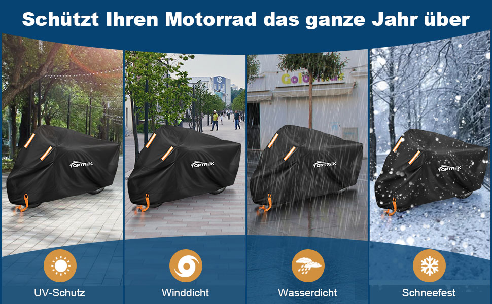 Захисний чохол для мотоцикла Toptrek Outdoor XXXL, водонепроникний, зимовий, з отвором для замка (265x105x125 см)