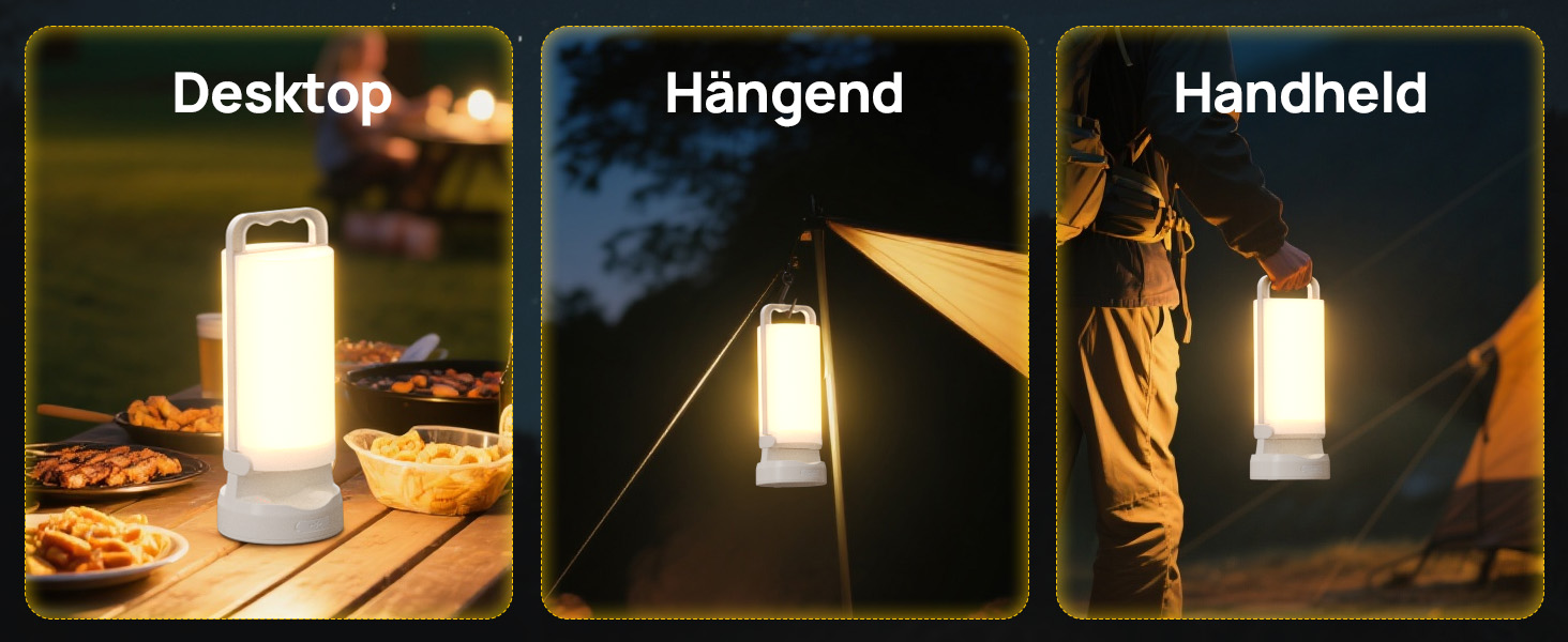 Сонячна кемпінгова лампа Eventek 8000mAh з LED, 3 режими, сенсорне керування, IPX5, для кемпінгу, подорожей та надзвичайних ситуацій