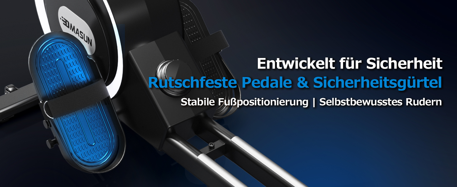 Гребний тренажер DMASUN для дому, [Нова модель 2026] з магнітною системою, покращені рейки подвійного ходу, тиха робота, 16/32 рівні опору, LCD-дисплей, до 160 кг, чорний