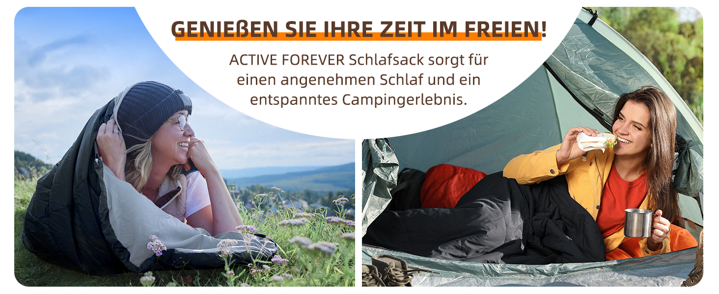 Сплячий мішок ACTIVE FOREVER Mumienschlafsack для туризму, кемпінгу та подорожей: літо, весна, осінь