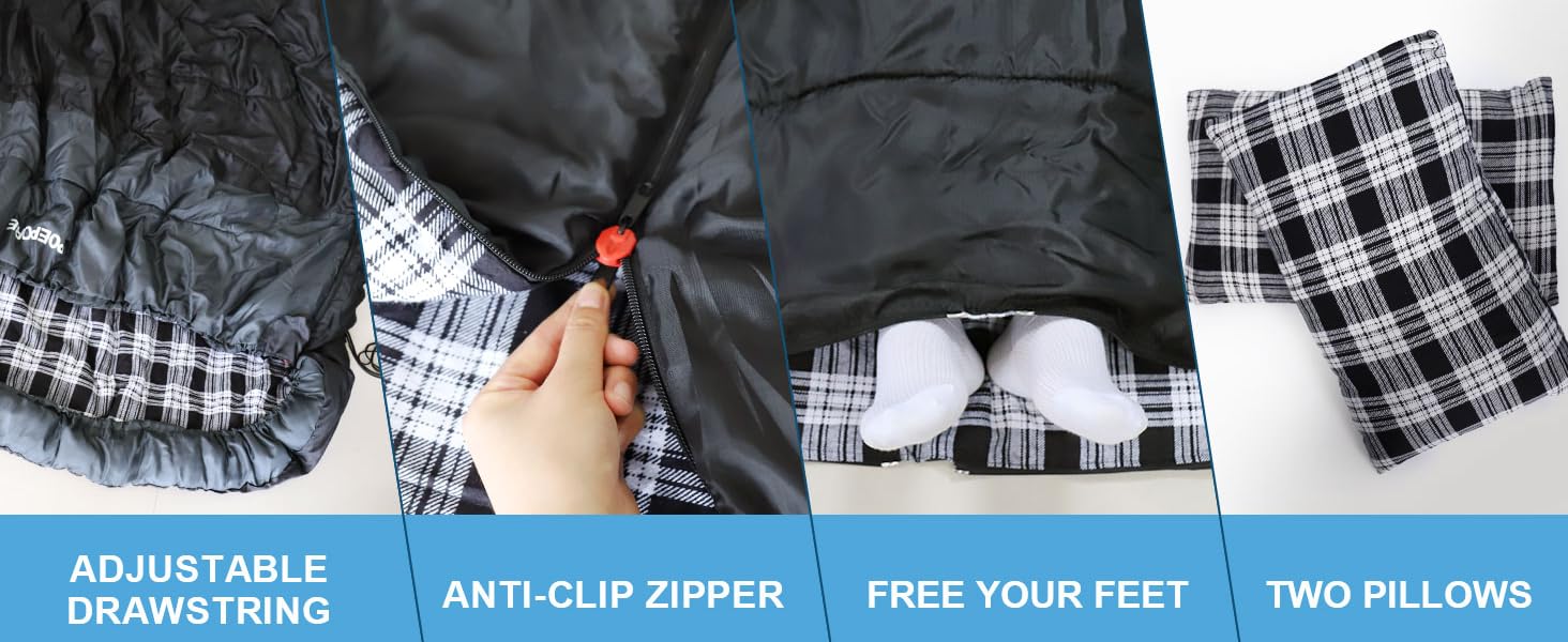 Спальний мішок для двох дорослих з флісу, зимовий, з подушками та сумкою для перенесення, 233*157 см, темно-сірий