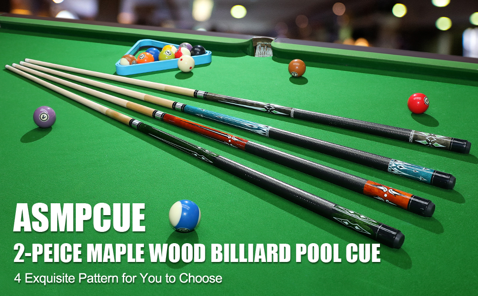 Більярдний кий Pool Queue 58 дюймів з канадського клена, 13 мм наконечники, для професійних гравців, 1/2 кленові кийки, 18oz