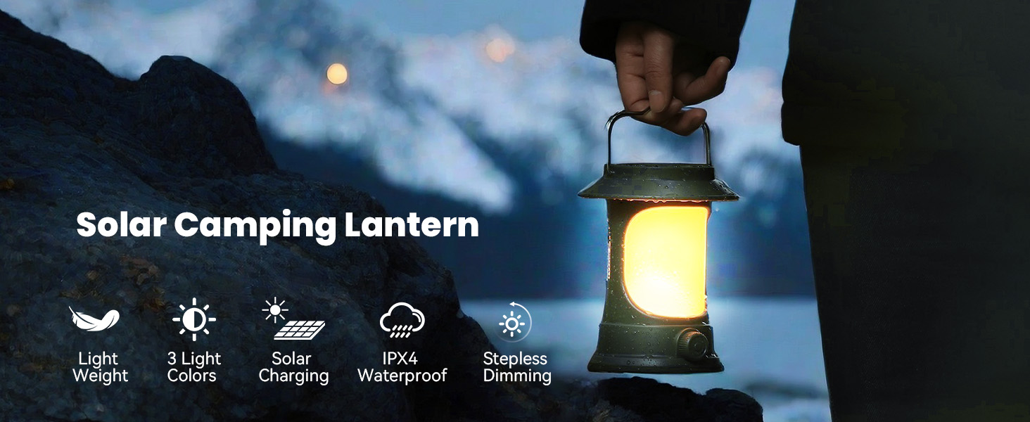 LED кемпінгова лампа-ліхтар у ретро стилі, регульована яскравість, тепле світло, для кемпінгу, саду, надзвичайних ситуацій, USB-зарядка