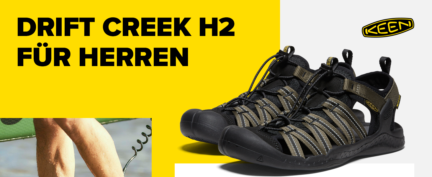 Чоловічі сандалії KEEN Drift Creek H2, 45 EU, оливковий/чорний