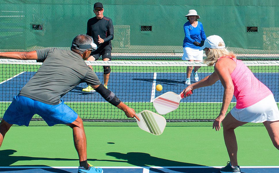 Набір для піклболу з 4 ракетками: схвалено USAPA, скловолокно, PP-ядро 13 мм, 4 м'ячі