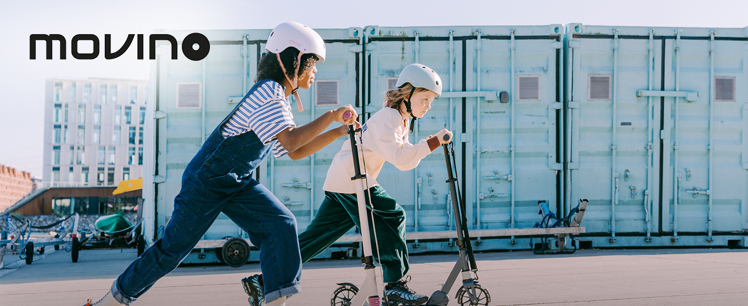 Електросамокат Movino City Light для дітей та підлітків, синій/оливковий: з амортизатором, колеса 180мм, регульований кермо