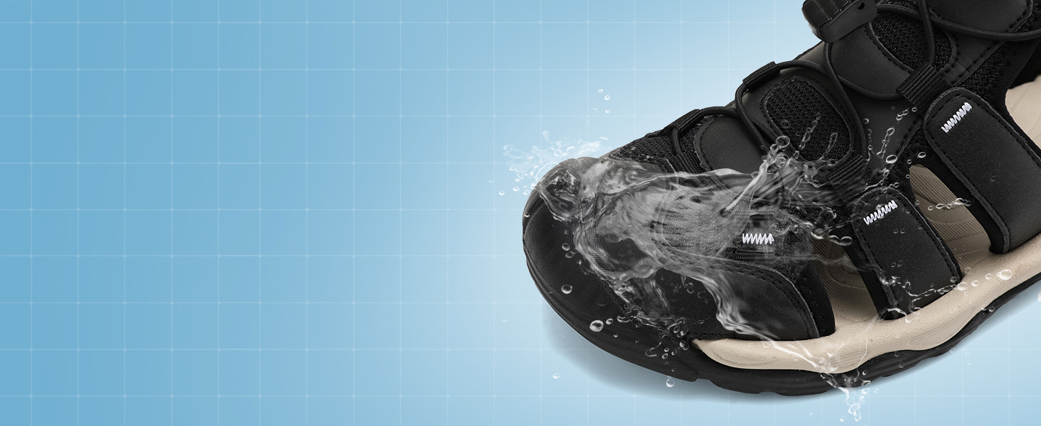 Чоловічі сандалі AX BOXING для трекінгу та спорту, літні, на липучках, дихаючі, чорні, розмір 44 EU