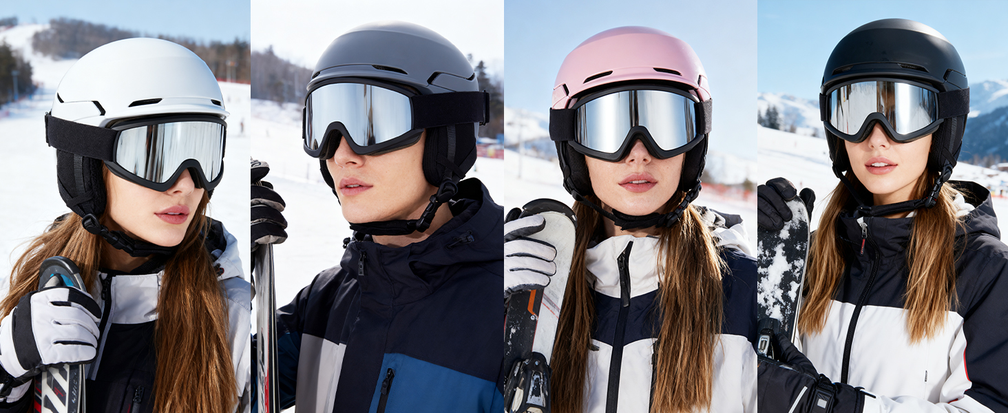 Шкільний шолом з маскою, DXH811. Унісекс, знімні навушники, дихаюча вентиляція, регульований захист від УФ-випромінювання. Підходить для сноубордингу та катання на лижах. Матовий чорний + маска + шолом M