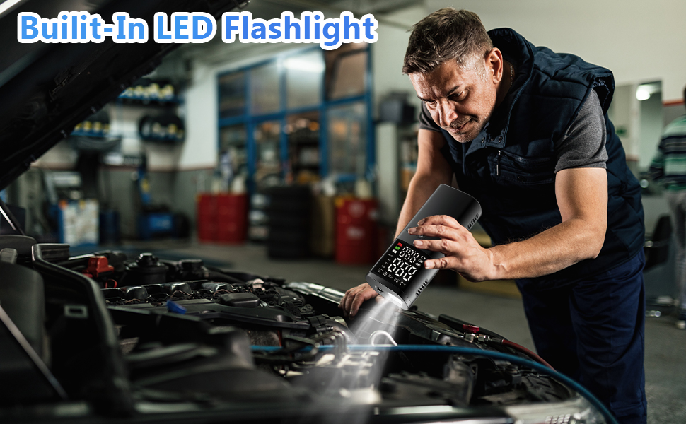 Електричний насос для велосипеда, авто, мотоцикла та м'ячів: 150 PSI, 25000 mAh, LED-ліхтар, перезаряджається