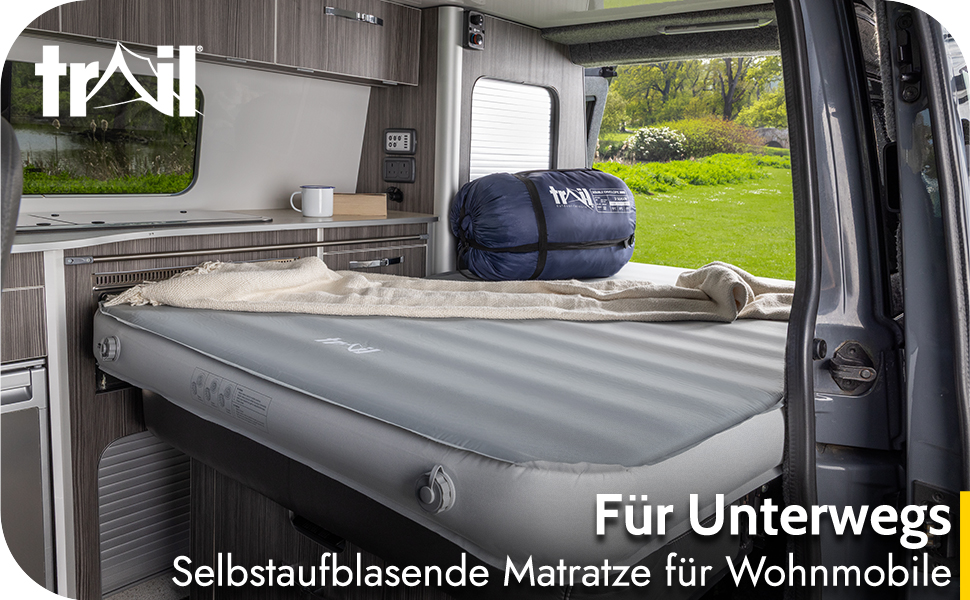 Каремат туристичний самонадувний Trail Outdoor 200x70x10 см з піною Memory Foam для кемпінгу та відпочинку
