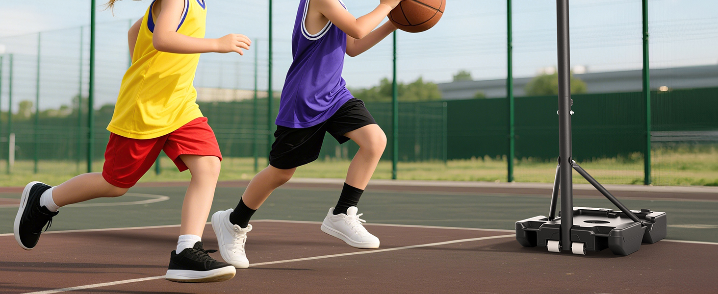 Баскетбольний кошик для вулиці дитячий, 107-213 см, зі стійкою та колесами, регульована висота, ударостійка PC-стінка, сірий. Подарунок для дітей