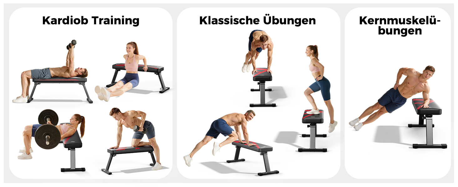 Flybird: Складна лавка для жиму лежачи - міцна, для силових тренувань, максимальне навантаження 300 кг