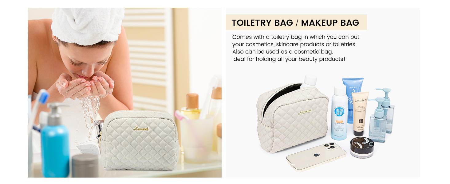 Спортивна сумка LOVEVOOK для жінок: велика дорожня сумка-мішок з косметичкою, відділенням для взуття та мокрих речей. Ідеальна для подорожей, клініки, пологів, вихідних. Водостійка сумка ручної поклажі для літака. 2 шт. Бежевий колір.