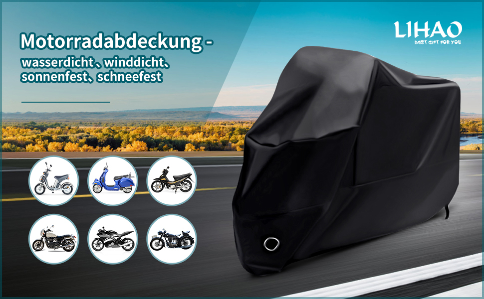 Водонепроникна захисна накидка для мотоцикла LIHAO - зимова, 245x105x125 см