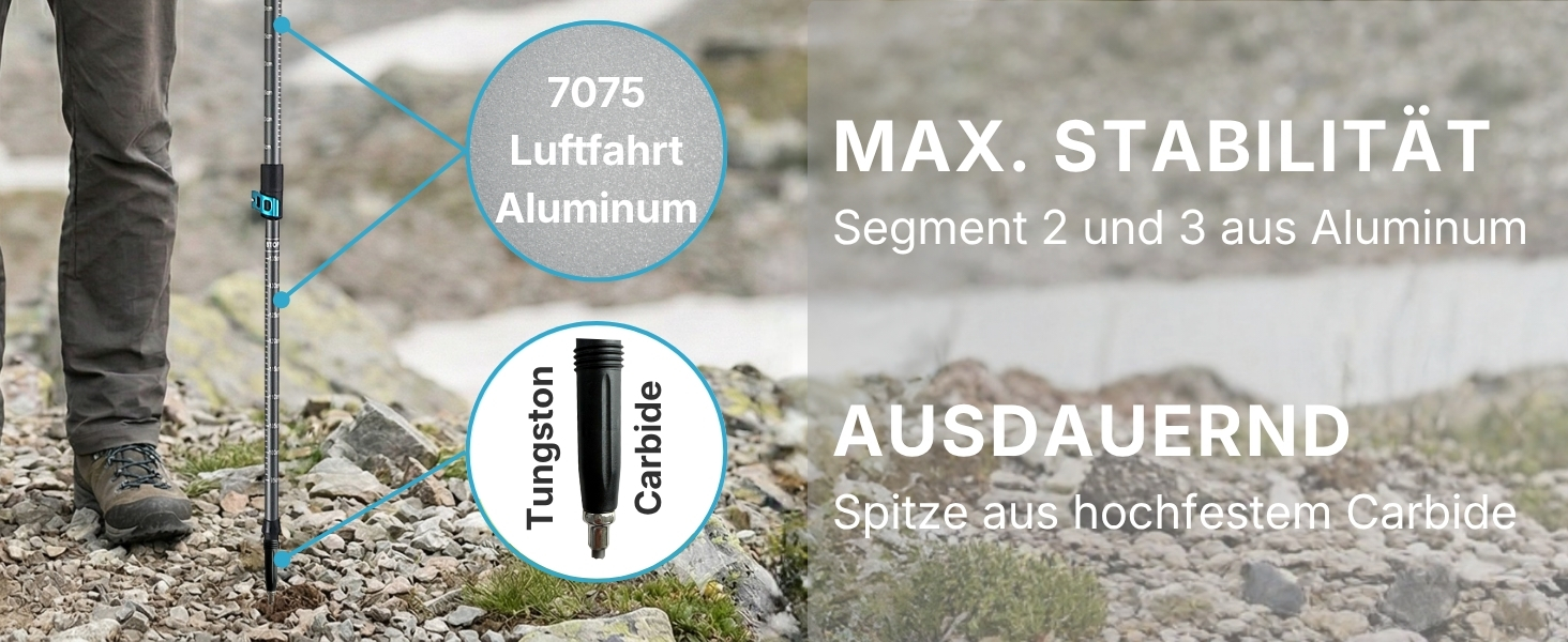 Телескопічні трекінгові палиці з карбону та алюмінію для скандинавської ходьби, регульовані 65–135 см, ергономічні, сині