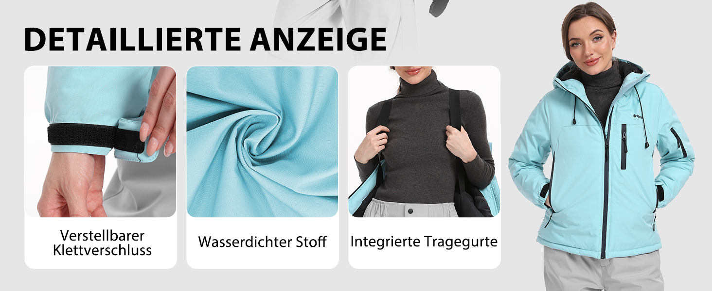 Жіноча лижна куртка GEMYSE з інтегрованими лямками. Тепла зимова куртка, водонепроникна, вітронепроникна та дихаюча. Снігова куртка для активного відпочинку. Колір: L Morgenviolett