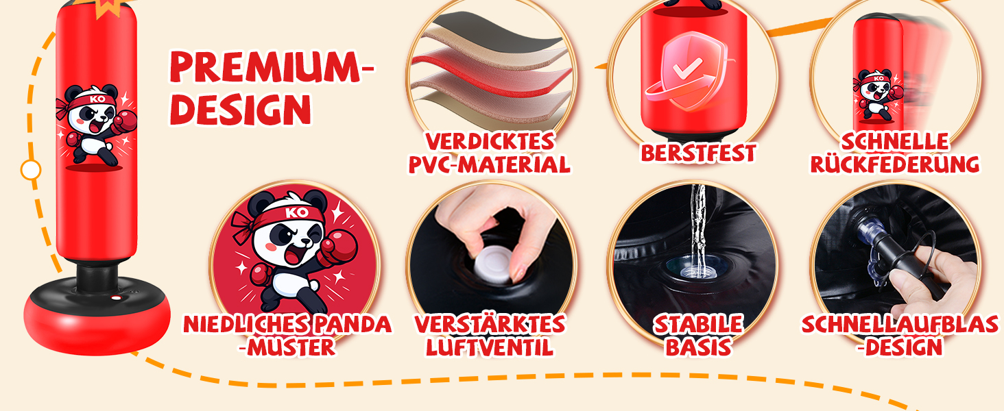 Груша боксерська дитяча Ninonly з рукавичками для боксу, карате, тхеквондо (130 см, Панда)