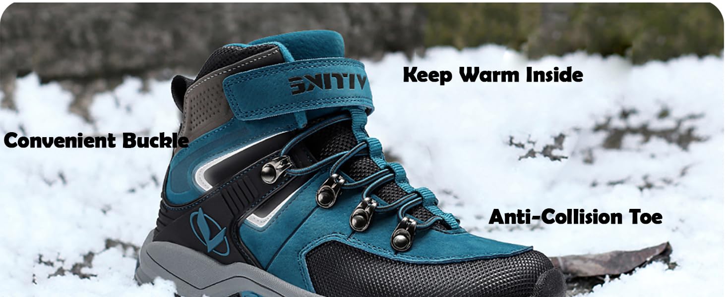 Зимові черевики для хлопчиків ASHION, 39 EU, чорні: утеплені, для трекінгу та ходьби