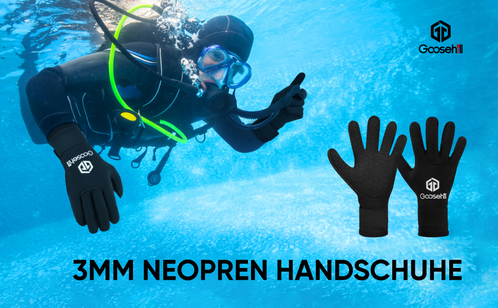 Рукавички для плавання та дайвінгу з неопрену Goosehi, 3 мм, для чоловіків та жінок, з посиленими гумовими вставками, гнучкі терморукавички для дайвінгу, снорклінгу, серфінгу, каякінгу (Морська синя, L)