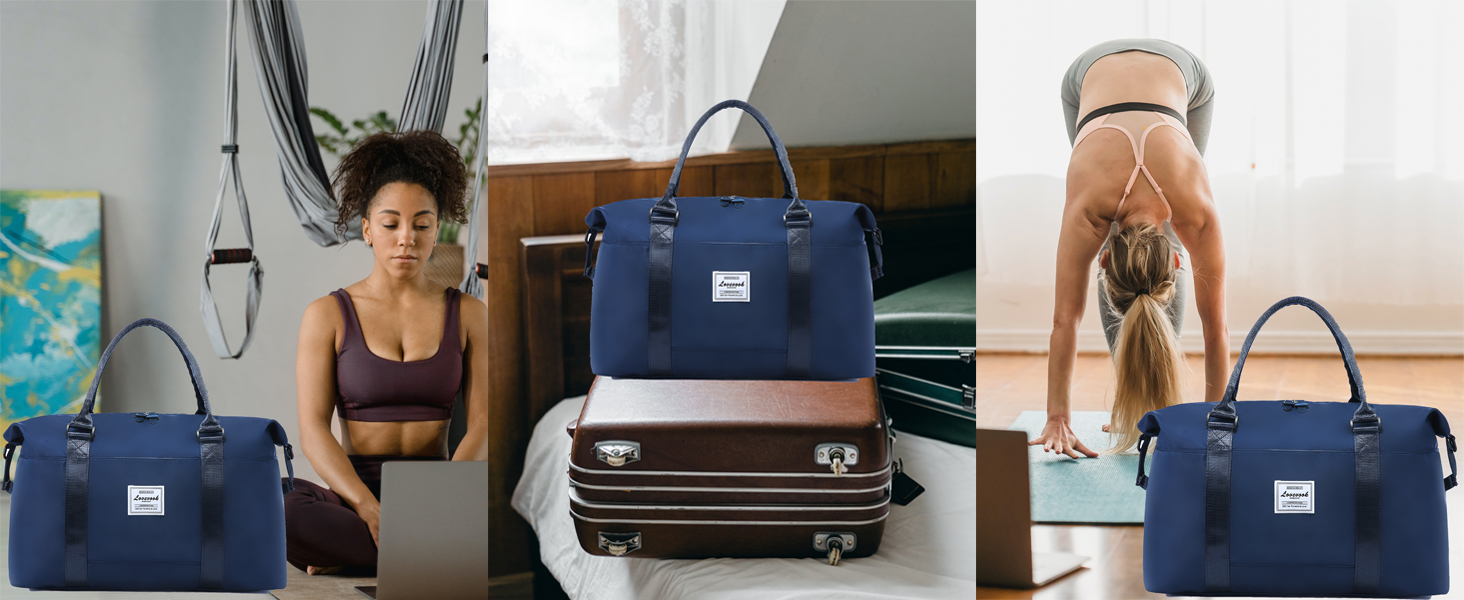 Спортивна сумка LOVEVOOK для жінок, дорожня сумка-мішок, 30L, водонепроникна, для подорожей, фітнесу, клініки (темно-синій)