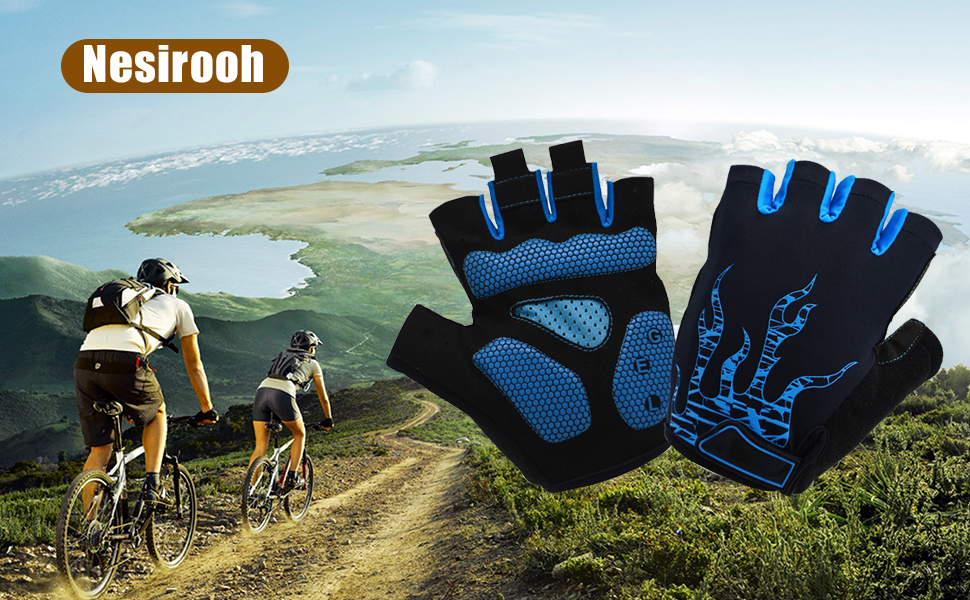 Велосипедні рукавички для чоловіків та жінок літні, для гірського велосипеда, шосе, піших прогулянок та альпінізму (блакитні, XL)