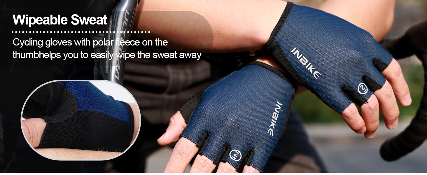 Велосипедні рукавички Inbike Kurz - короткі півпальцеві рукавички для MTB, дихаючі літні рукавички, 5 кольорів, чорний & морський (M, PLAM=18.5-19.5cm)