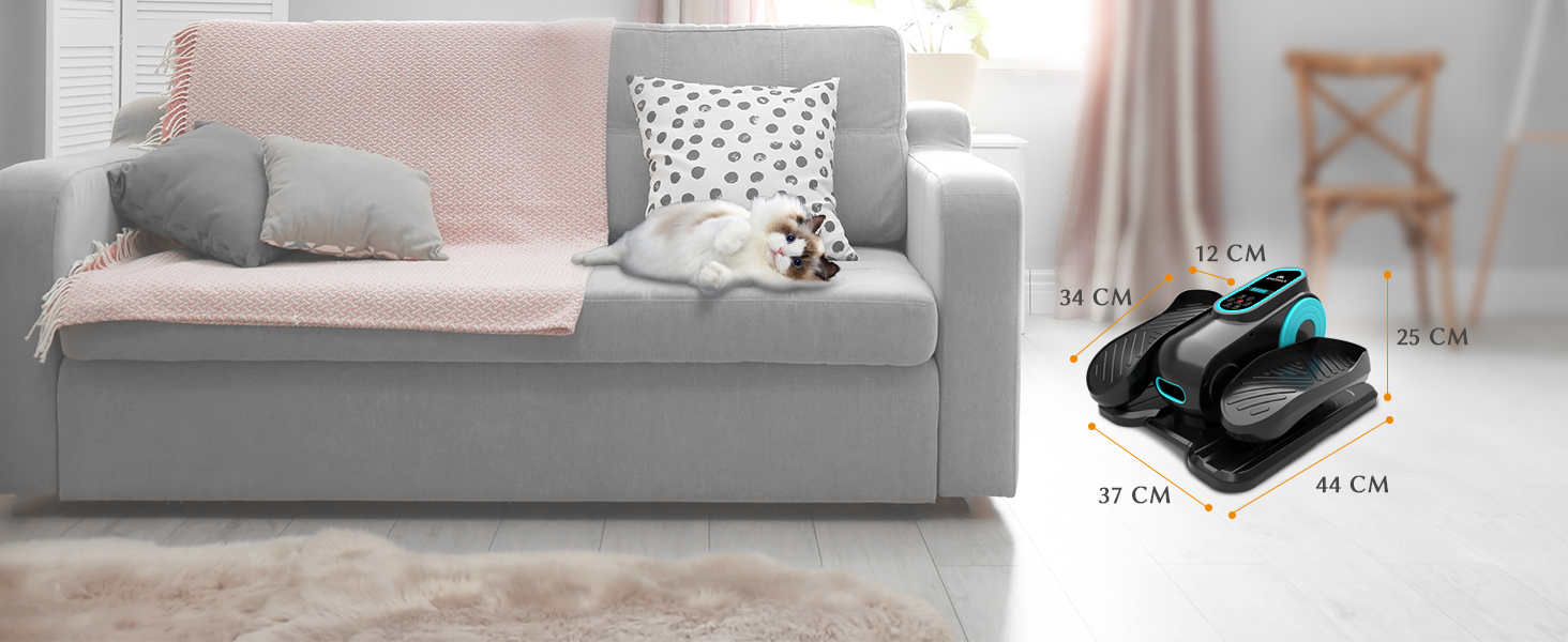 Електричний еліптичний тренажер Amonax, міні крос-тренажер для дому, сидячий велотренажер для літніх людей, кардіо тренажер під стіл, чорний Pro