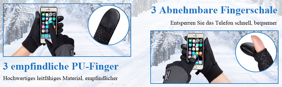 Becellen Велосипедні рукавички чоловічі зимові безпальцеві термо рукавички з сенсорним екраном, неслизькі для велосипеда, мотоцикла, бігу, катання на лижах, активного відпочинку (чорні)