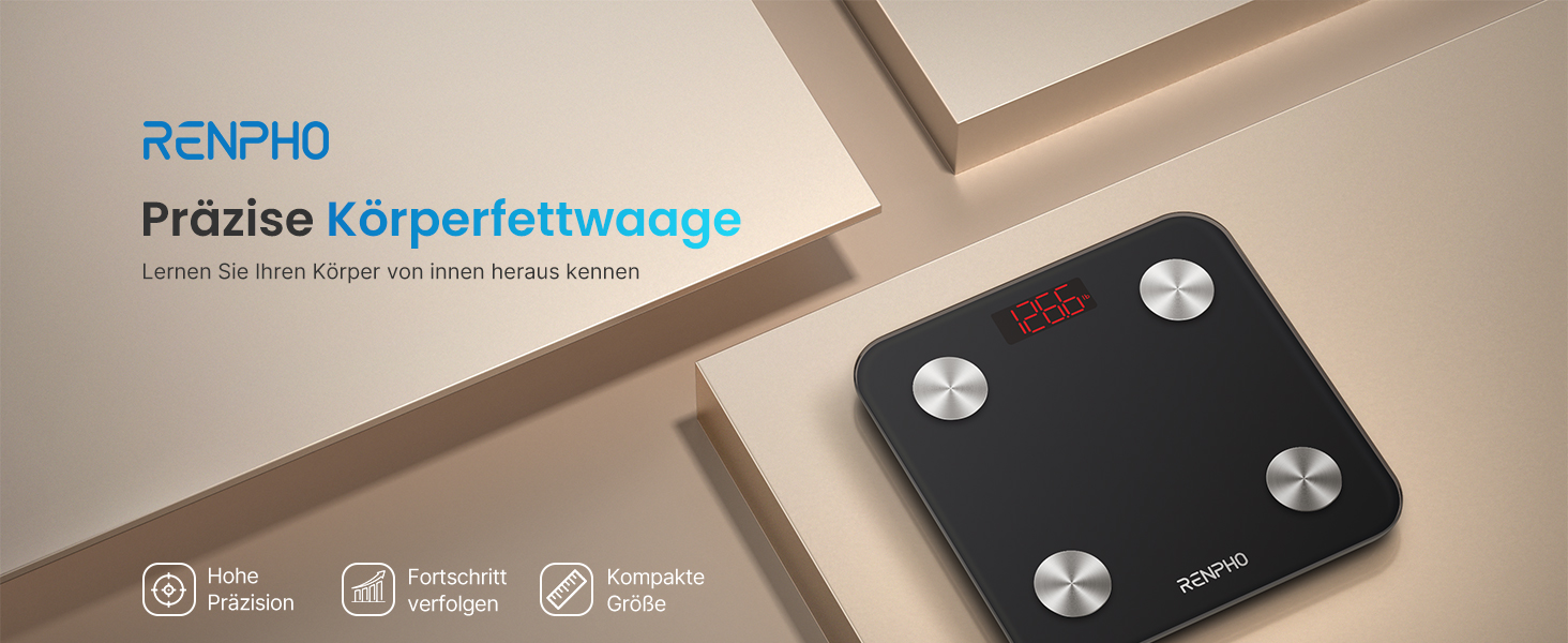 Ваги RENPHO: цифрові ваги для тіла з Bluetooth, аналіз складу тіла (жир, м'язи, BMI, вода), максимальне навантаження 180 кг, чорний