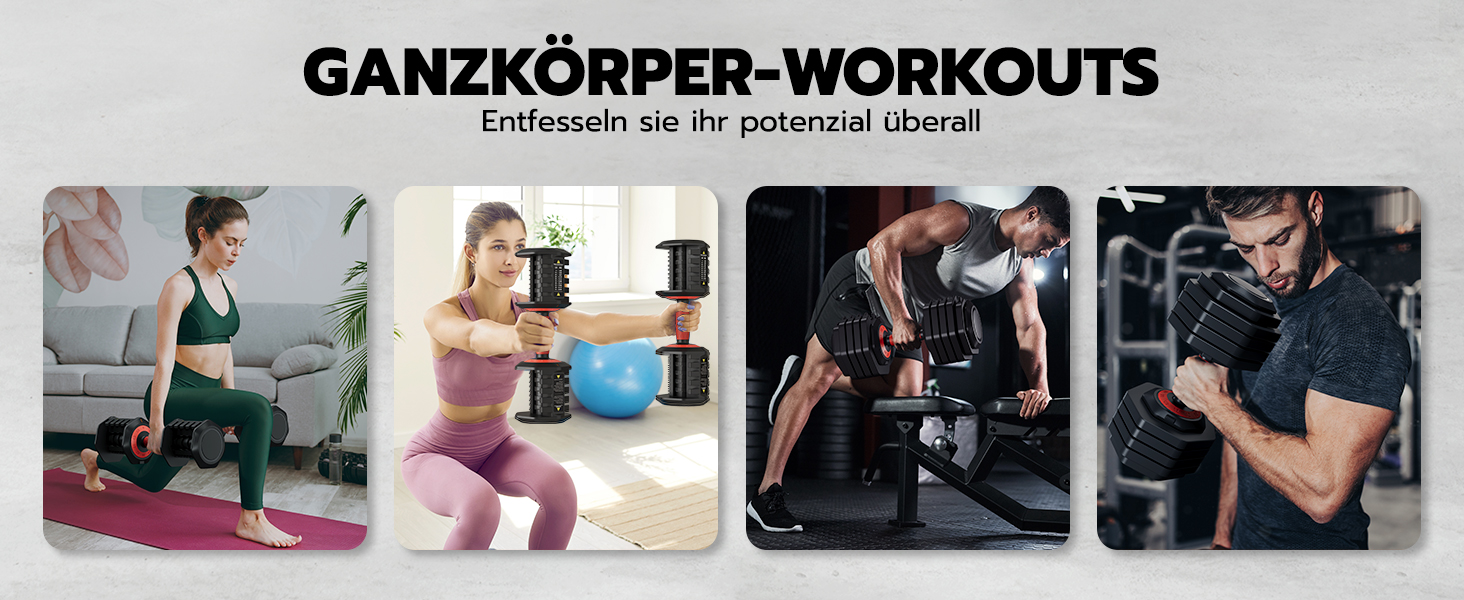 Набір гантелей Dripex: 11 кг, 24.5 кг, 41 кг. Короткі гантелі з антиковзним покриттям, регульовані диски та підставка. Для фітнесу, окремо або пара (червоний 25 кг x1 (10 рівнів регулювання))