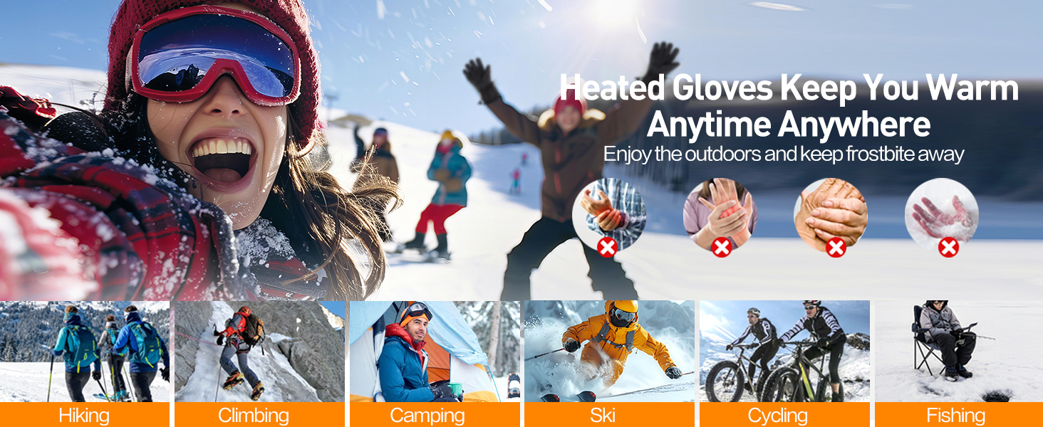Обогревні рукавички DeeprBetter для жінок та чоловіків, 5000mAh, водонепроникні, з 3 рівнями нагріву, сенсорний екран, для мотоцикла, гірськолижного спорту та велосипеда