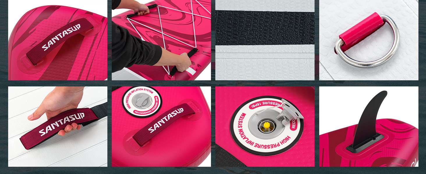 Надувне SUP-борд для дорослих 320/335см: комплект з аксесуарами (весло, насос, рюкзак, лінія, водонепроникний мішок) #SPORT-PINK