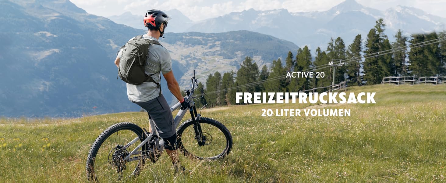 Туристичний рюкзак 20 л Wanderrucksack Active 20 Premium, з вентильованою спинкою, дощовиком та кріпленням для питної системи, з дихаючої сітки 3D Air Mesh, з поясним ременем, оливковий