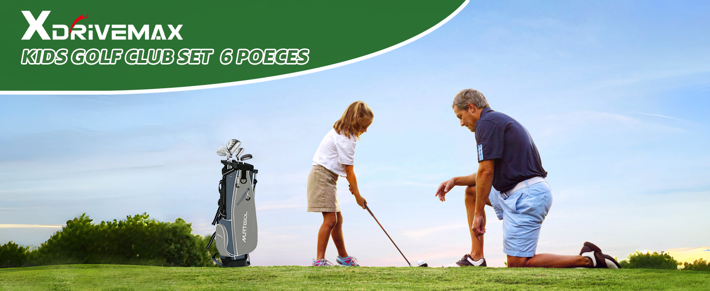 Повний комплект гольф-клубу на 6 штук: драйвер, гібрид, айрони 6/7#, 9/P#, паттер та сумка-стійка (для правшів), сірий