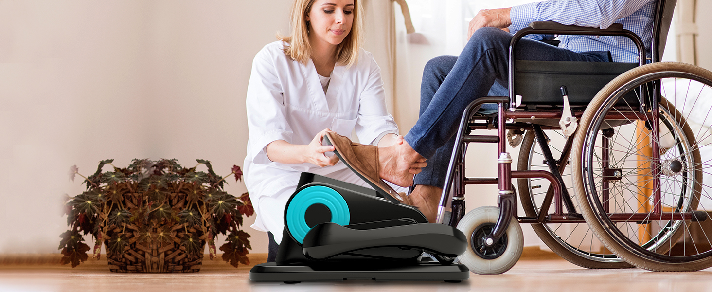 Електричний еліптичний тренажер Amonax, міні крос-тренажер для дому, сидячий велотренажер для літніх людей, кардіо тренажер під стіл, чорний Pro